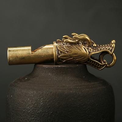 Handmade Brass Dragon Head Whistle Car Keys Chains Pendantsoutdoor Survival Tool