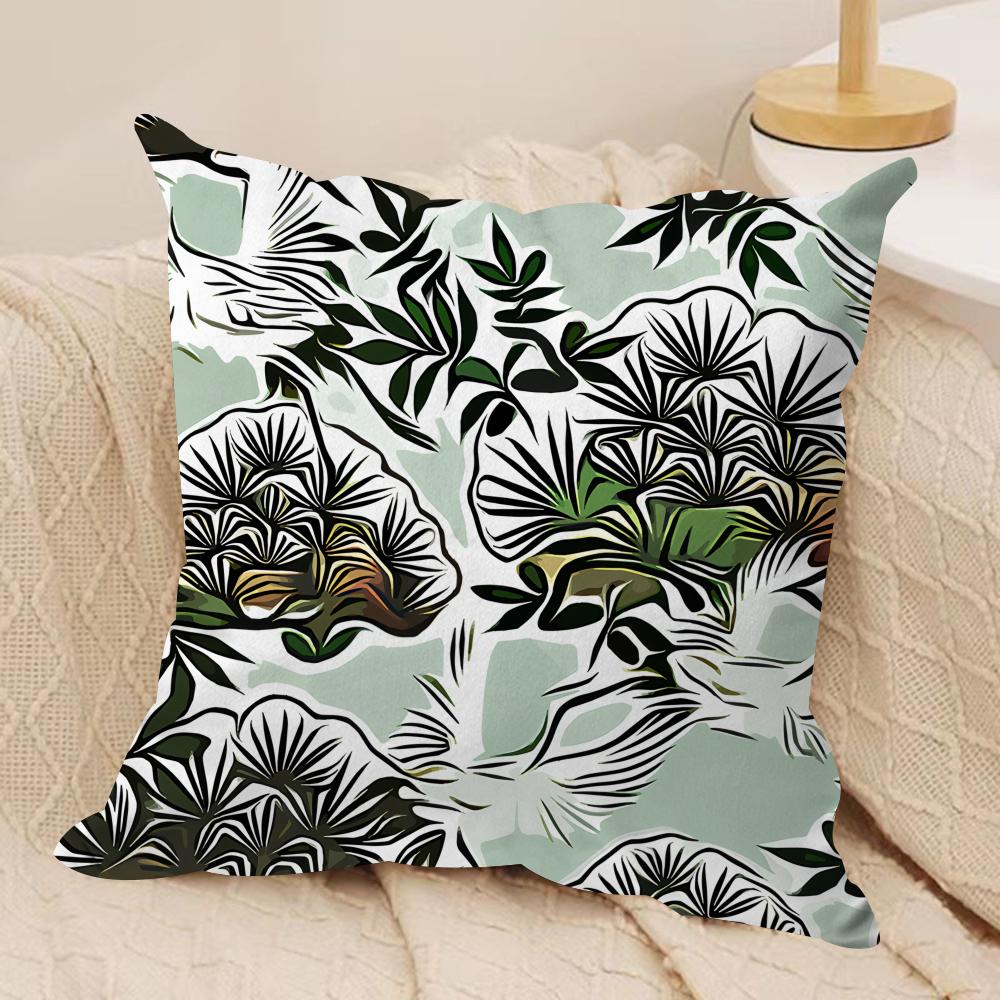 Floral Print Textile Retro Cushion Cover Silky Short Plush Invisible Zipper Dustproof Sofa Pillow Case for Home Decor