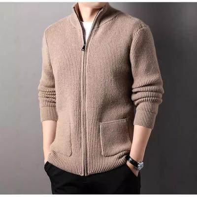Herren Strickjacke Mittelgroß Locker Einfach Langarm Pullover Herbst Und Winter Business Pendlerjacke