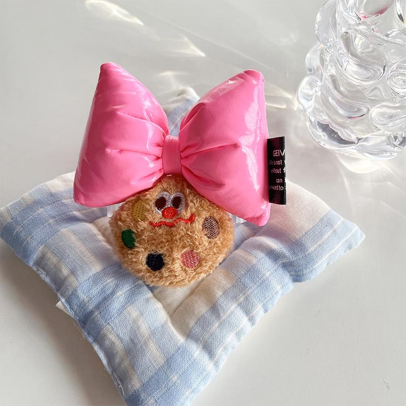 

Solid Color Bow Plush Chocolate Biscuits Doll Mobile Phone Case Back Clip Adjustable Disassembly Messenger Rope Strap Rope