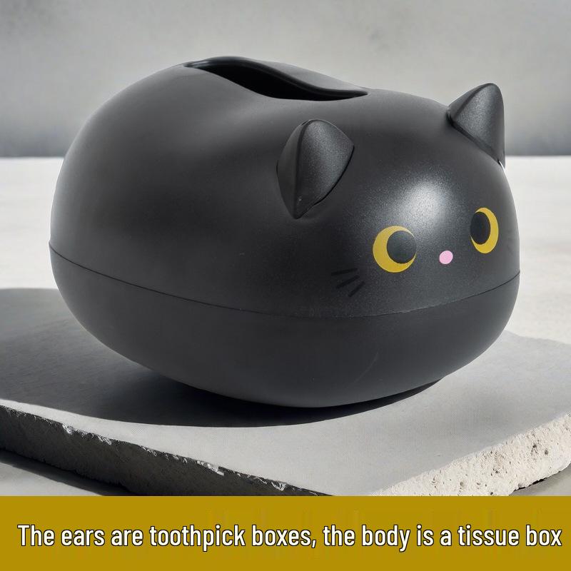 

Многофункциональный держатель для салфеток и зубочисток в виде котенка: Милое, Минималистичное Хранение для Журнального Столика в Гостиной чёрный