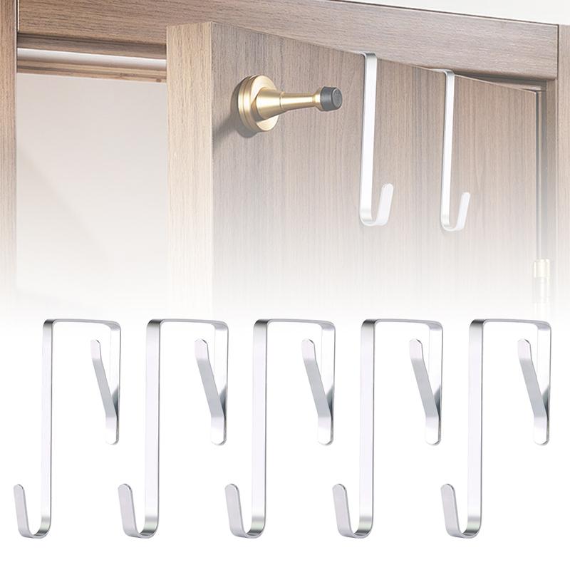 5PCS Over The Door Hooks Door Hanger Hooks For Bathroom Kitchen Towels Hats Hanging Organizer Multi-Purpose Hooks