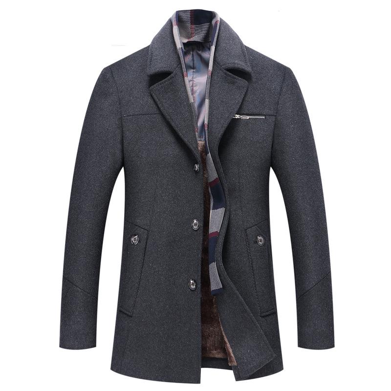 Cappotto di Lana da Uomo Autunno e Inverno, Sciarpa alla Moda in Lana da Uomo, Cappotto di Lana Spesso e Rilievo