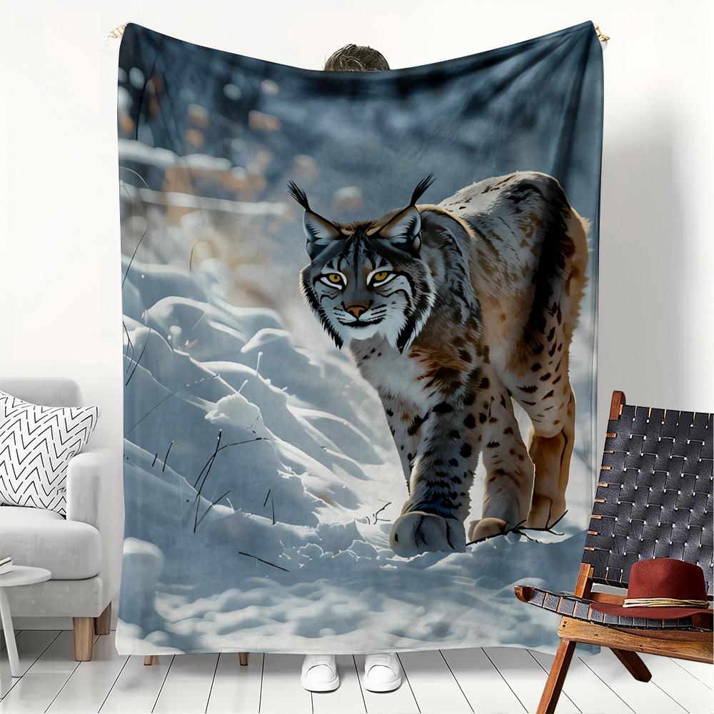 1PC White Tiger Arts Power Animals Blanket Flannel Thin Blankets for Home Office Travel Camping Perfect Gifts Four Season Use