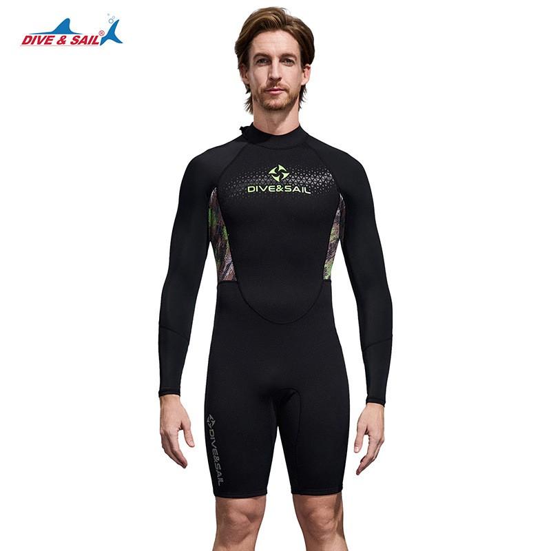 Diving Suit 1.5mm One-piece Men s Long-sleeved Sunscreen Warm Women s Snorkeling Surfing Swimsuit XXL