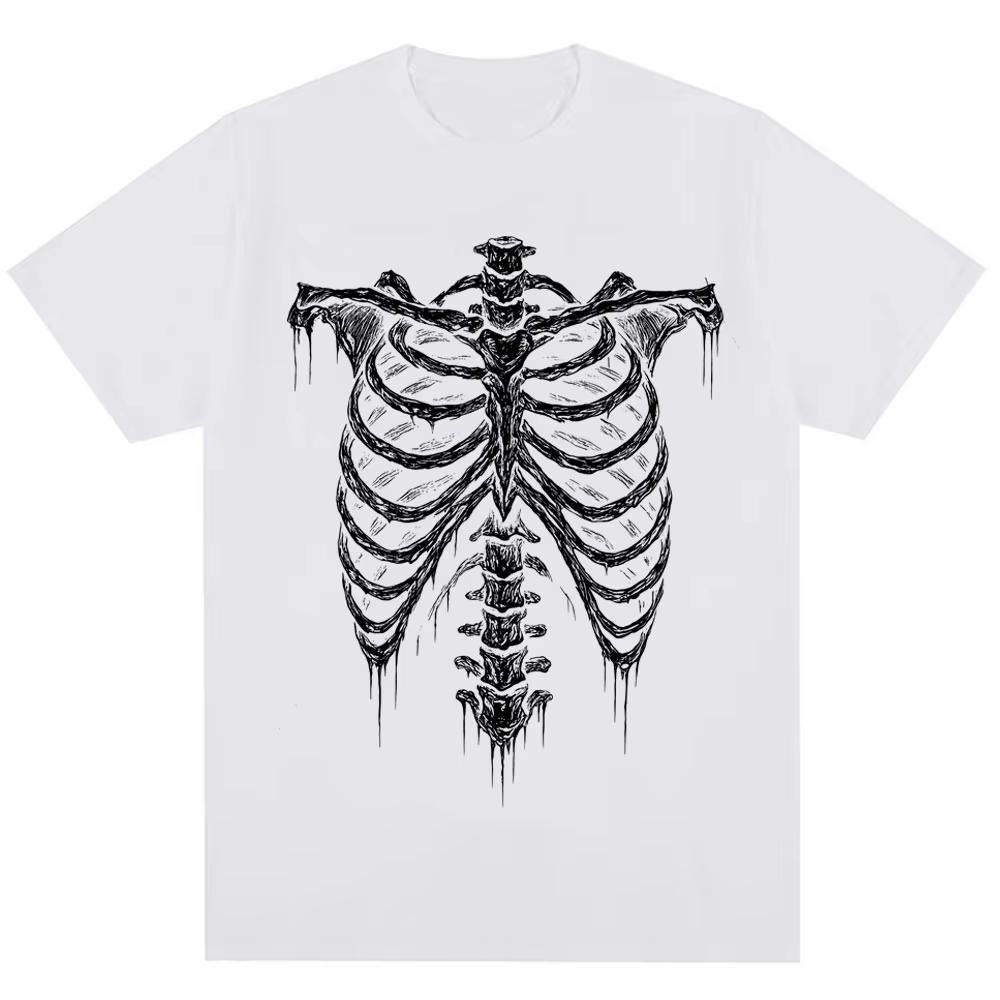 90s Vintage Style Rib Cage Graphic T Shirts Men Women Punk Y2k Harajuku Summer T-shirts Hip Hop Streetwear Oversized Tshirt