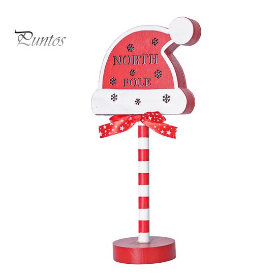 Christmas Street Sign Light with Bowknot Santa Stop Here North Pole Letter Vintage Reusable Xmas Holiday Decoration Desktop Guideboard LED Lamp