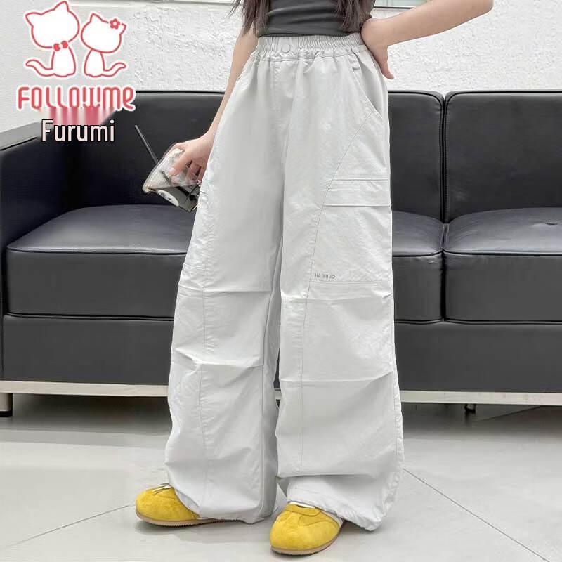 Fulromi Girls  Fashion Loose Wide-Leg Cargo Pants 170