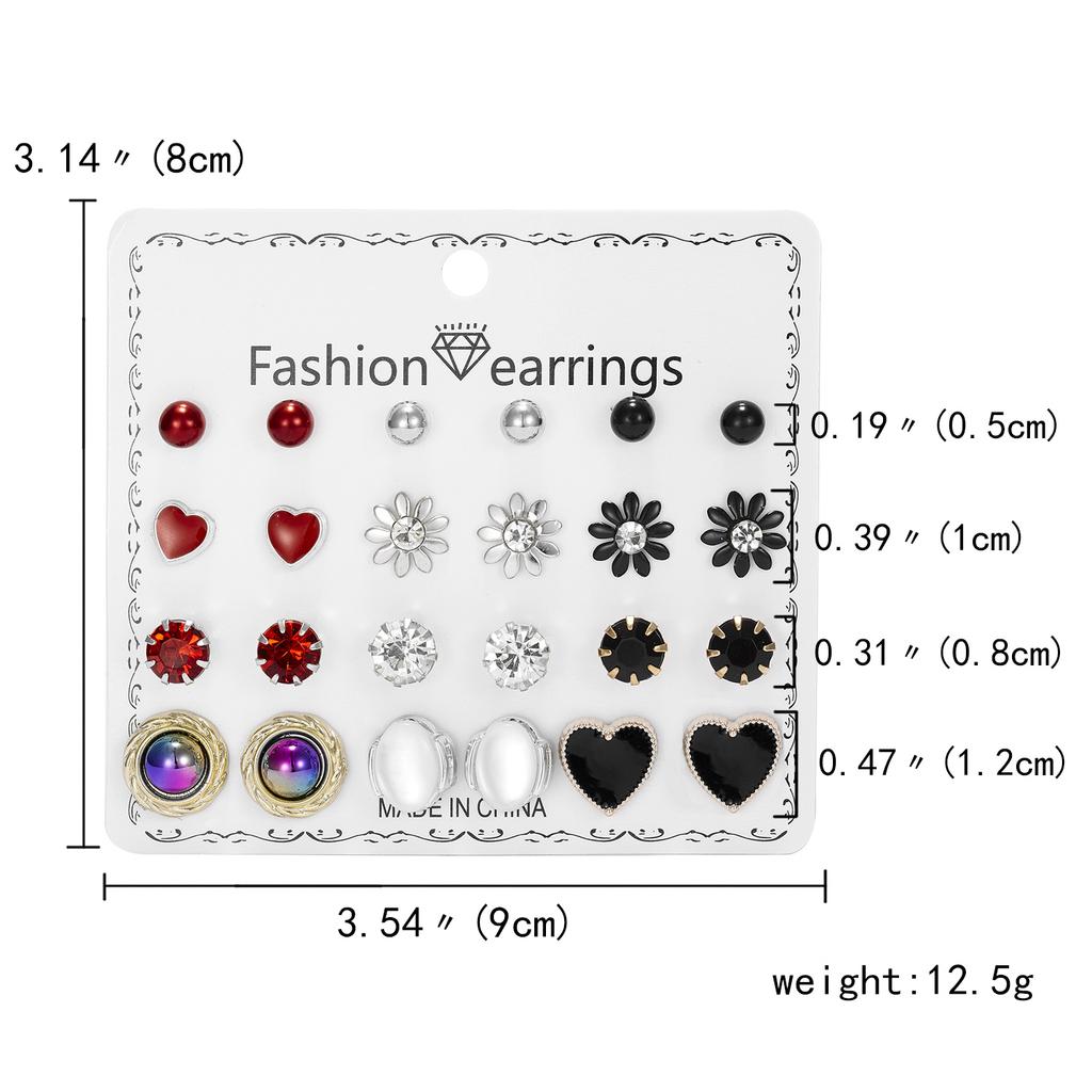 12 Pairs Crystal Rhinestone Flower Stud Earrings Set for Women Jan to Dec Birthstone Piercing Jewelry Accessories
