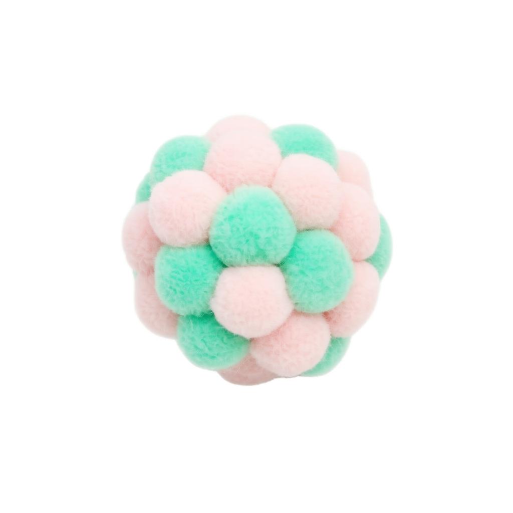 Plush Pom Pom Cat Toy with Bell Interactive Soft Ball for Cat Play and Exercise Durable Pet Toy for Indoor Use