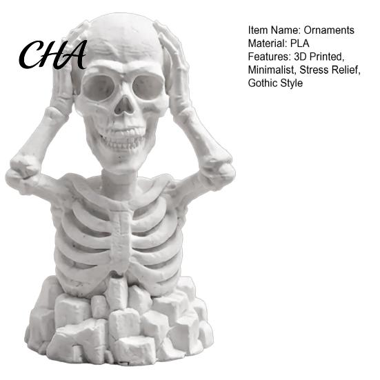 Unique Halloween Table Decorations Hands on Head Skeleton Figurine, 3D Printed Skull Statue, Realistic Bone Texture Decor Funny Stress Relief Desktop