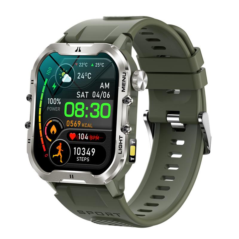 T26 Chytré hodinky Svítilna 1,96" Velký displej LED Světlo Bluetooth Volání SOS Venkovní Odolné Sportovní Fitness Tracker Chytré hodinky