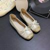 French Temperament Bow Huge Good-looking Single Shoes 2025 Summer New Fashion Flat Ballet Soft-soled Casual Shoes