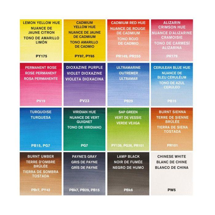 Aquarelle - winsor et newton - cotman - 16 demi godets - brosse de poche - palette intégrée