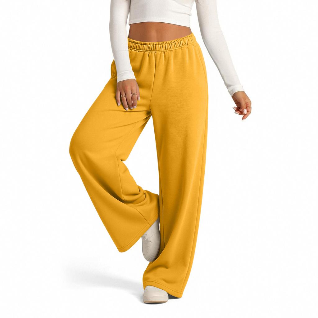 Women's Casual -Lined Wide Leg Sweatpants with Drawstring and Pockets for Everyday Wear