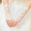 Top Hot Bride Wedding Fashionable Short Gloves Beads Rhinestone Fingerless Gloves Lace