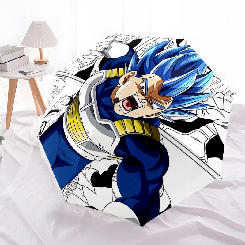 

1pc Dragon Ball Z Vegeta Super Saiyan Blue Automatic Folding Umbrella, 3-Panel Design, 8-Bone Frame Outdoor Umbrella, Perfect Gift for Fans, Travelers