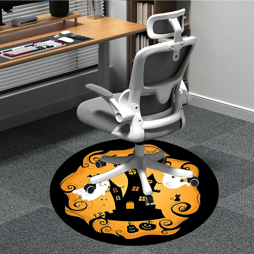

1pc Halloween Ghost Chair Carpet for Office Non-Slip, Machine Washable Rug for Office, Room - Polyester, Machine Made yy251029180 80cm by 80cm