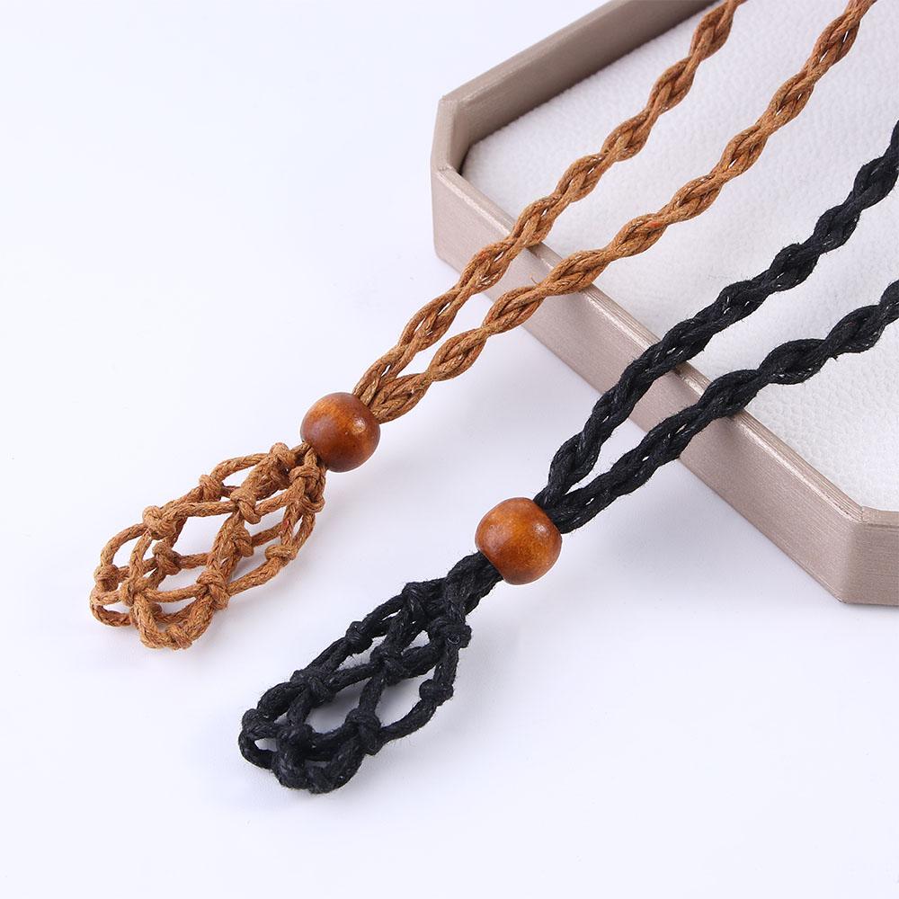 DIY Hand-knitted Braided Necklace Cord Empty Stone Holder Necklace Cord Crystal Necklace Holder