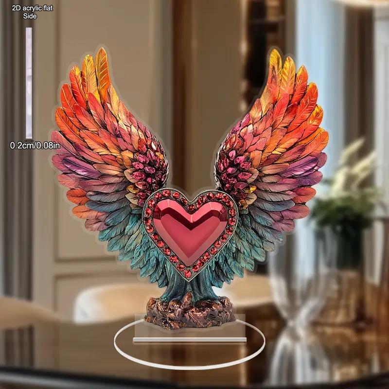 

2D Flat Acrylic Wings and Love Decorations, Indoor and Outdoor Decoration - No Need for Batteries/electricity, Free Day Decoration, Sho 20*20CM
