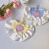 Cute Princess‑Style Cream Pet Bib Love Embroidered Bow Decor Saliva Towel for Cats Dogs