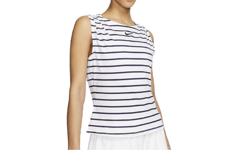 Nike Tennis Tops Women s White Blue Crew Neck Moderate CI9371-100 S