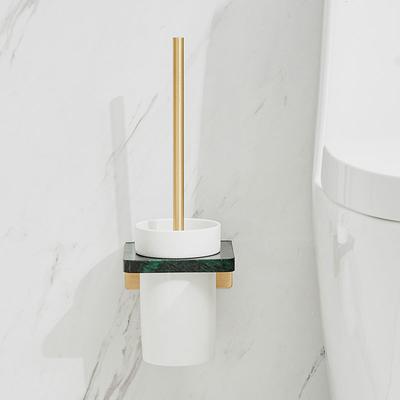 White/Black Marble Bathroom Toilet Brush Holder Wall-mounted Brushed Gold Toilet Cleaning Brush Bathroom Storage Organization
