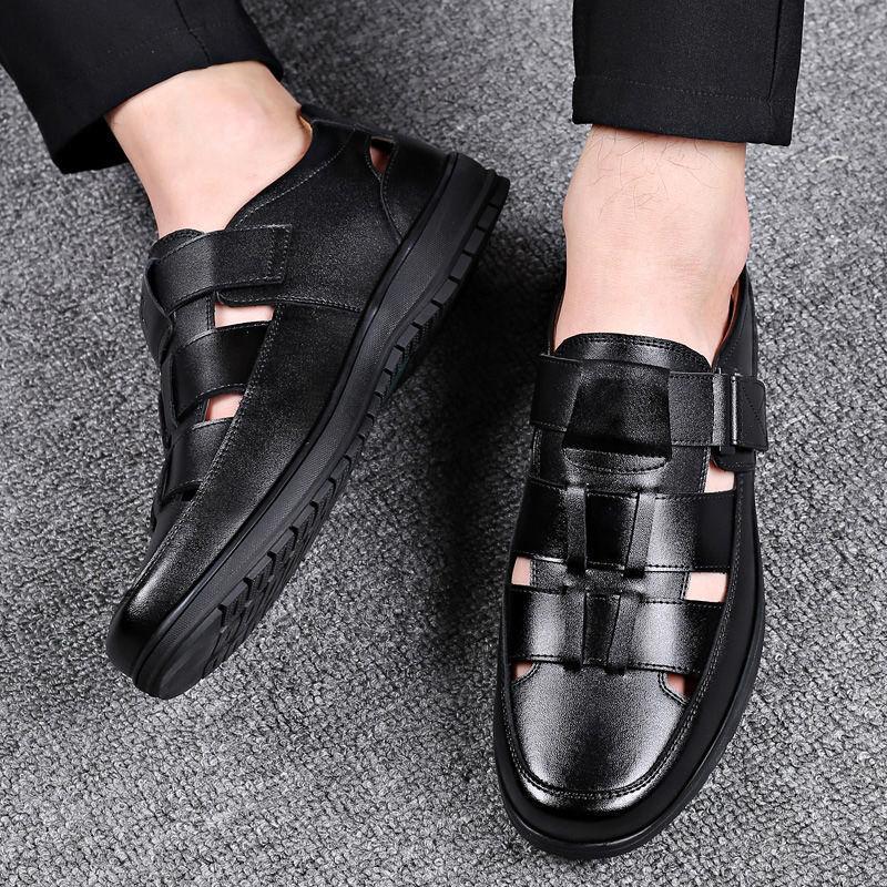 Leather Summer New Hollow Leather Shoes Men's Casual Hole Shoes Cool Leather Shoes