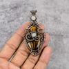 Tiger's Eye & Rainbow Moonstone 999 Copper Wire Wrapped Pendant, Handmade Gemstone Pendant , Gift For Mom Antique Jewelry