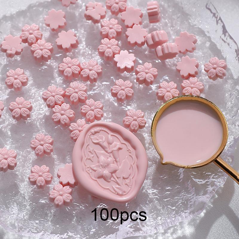 100pcs Cherry Blossom Flame Sealer Wax Grain, Flower Flame Sealer Sealer Wax Polarized Gold Sealer Wax for DIY Envelope Greeting