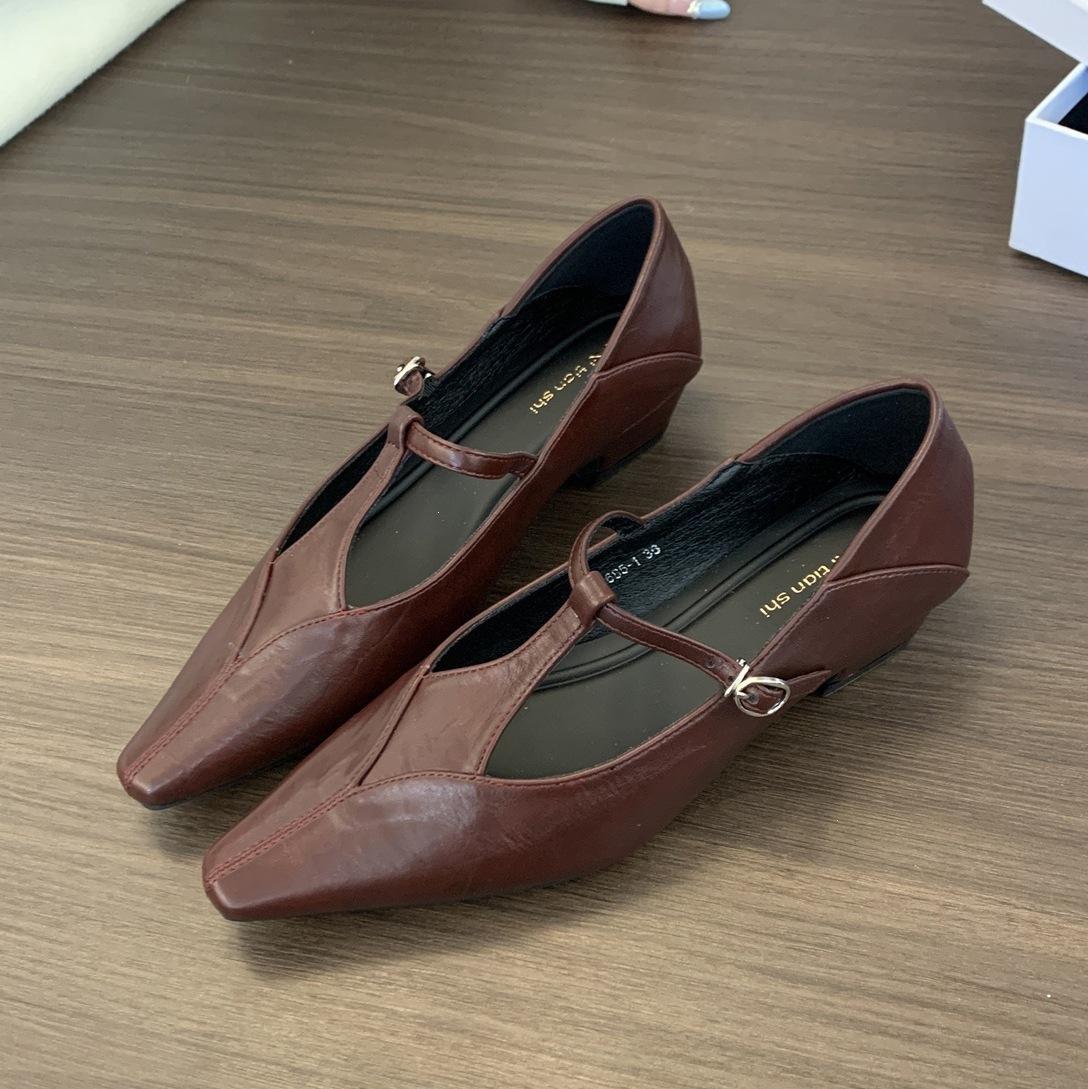 Pointed Mary Jane Single Shoes Women S Spring And Autumn French Retro Style 35