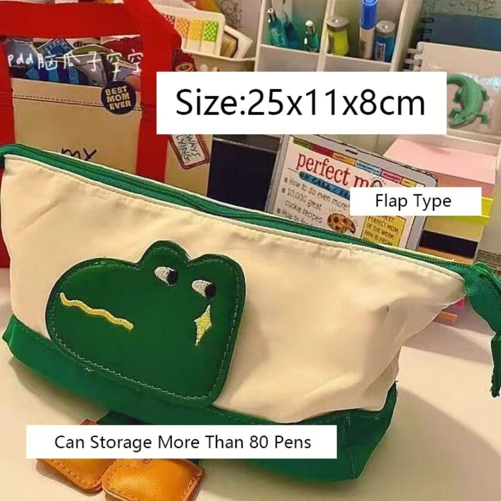 Crocodile Pencil Box Flap Type Pencil Case Multi-function Stationery Organizer  Student Gift