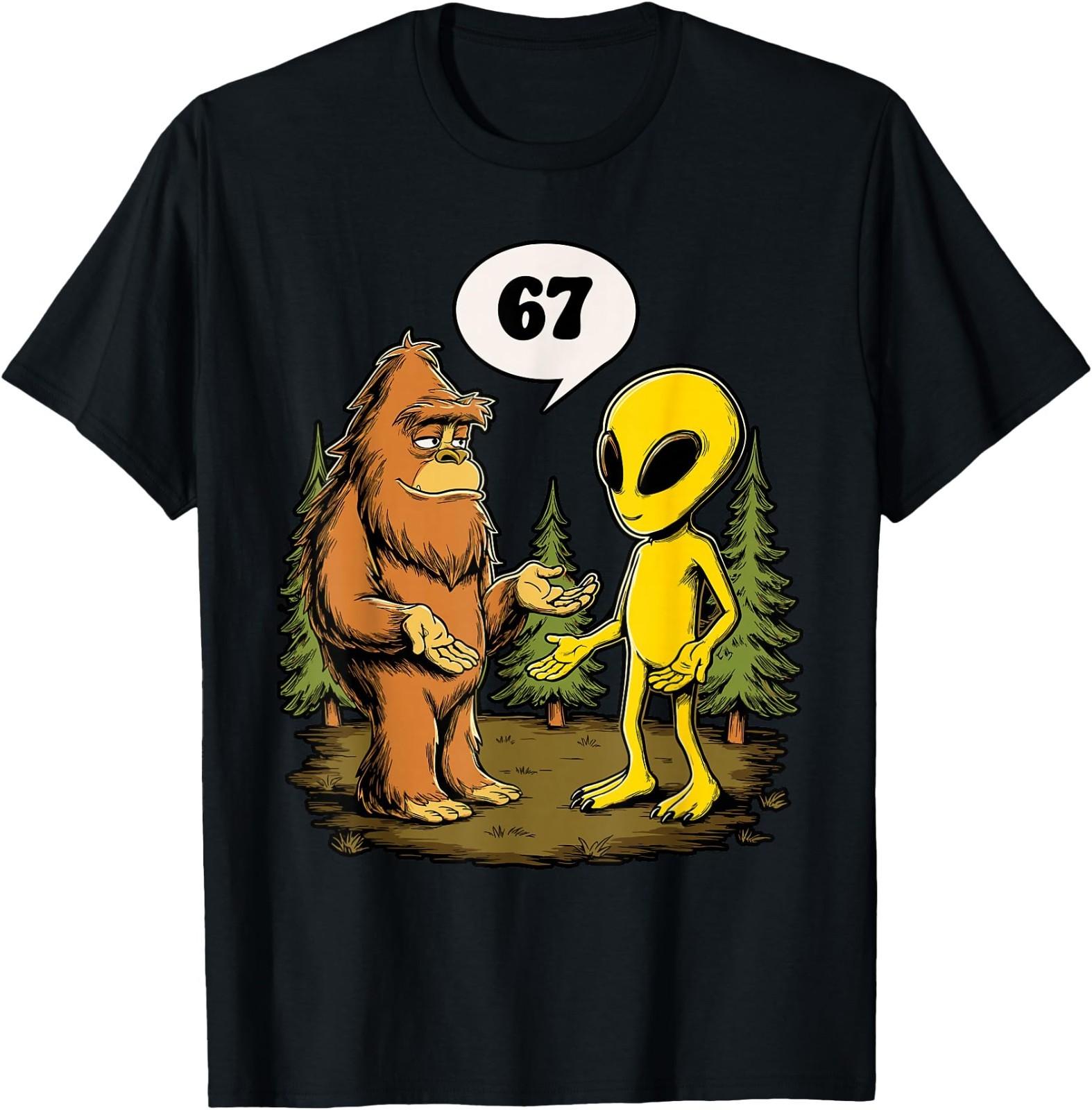 67 Funny Six Seven Gen Alpha Slang Bigfoot Adult T-Shirt,Unisex Tee S