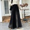 Autumn Winter Women Maxi Long Tassel Knitted Skirt Beige Red Dark Gray Black Knitting Warm Skirt Elegant Fashion Pleated Skirt