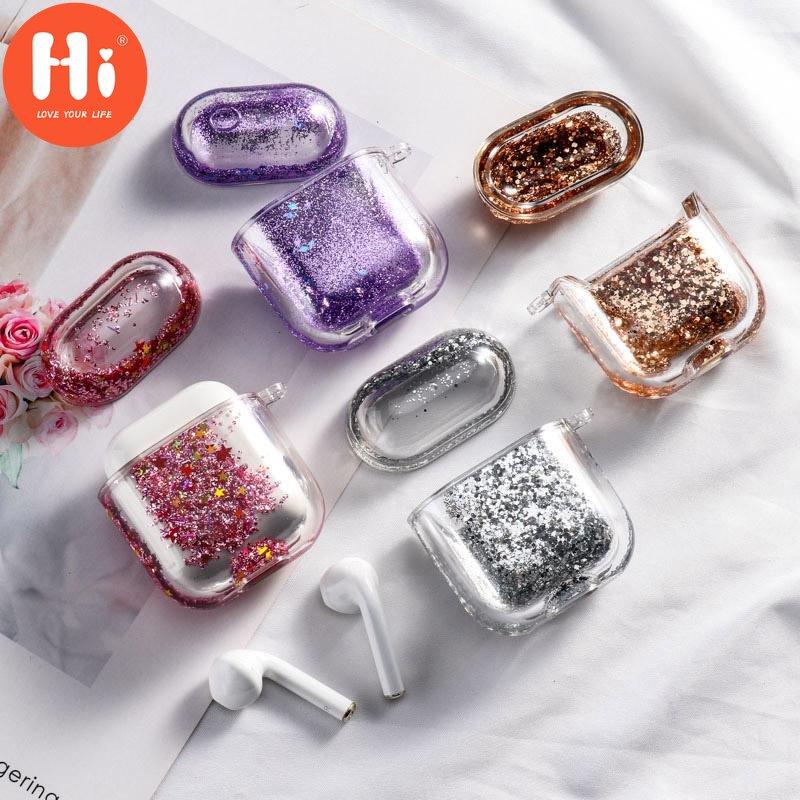

Блестящий чехол Hi Liquid Quicksand для Airpods 2 3 Bluetooth, чехол для наушников Airpods 3, прозрачный защитный чехол для наушников Airpods Pro, чехол