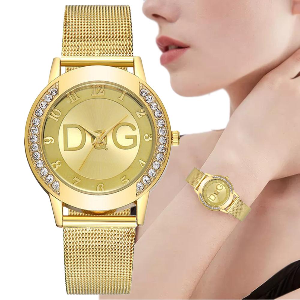 Luxury  Women's Watches With Diamonds Simple Digital Design Ladies' Quartz Watch Casual Gold Mesh Belt Women Clock Strap