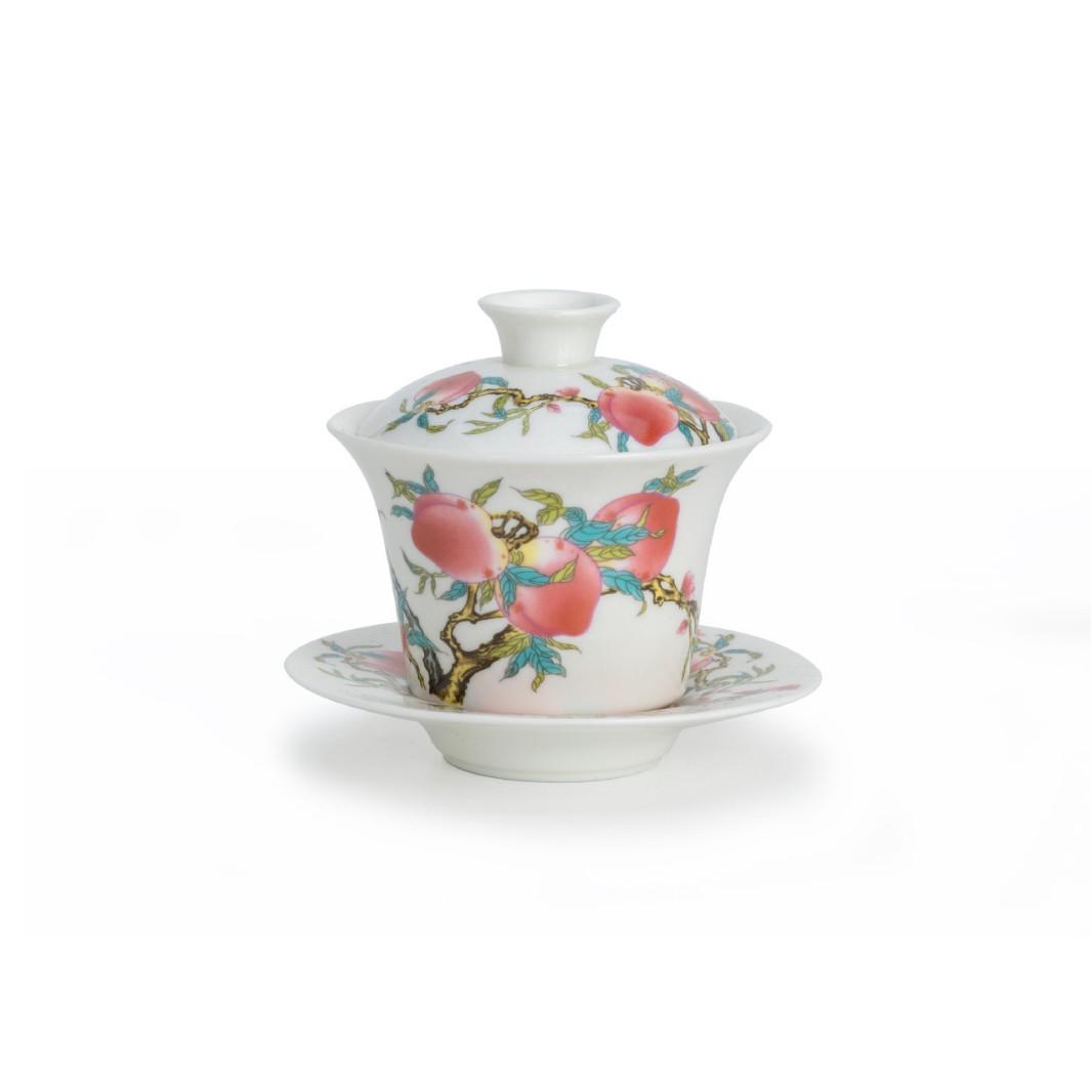 

150ml Hand Painted Peach Gaiwan Antique Tea Tureen Household Tea Bowl With Lid Kit Tea Maker Cover Bowl Drinkware Collection