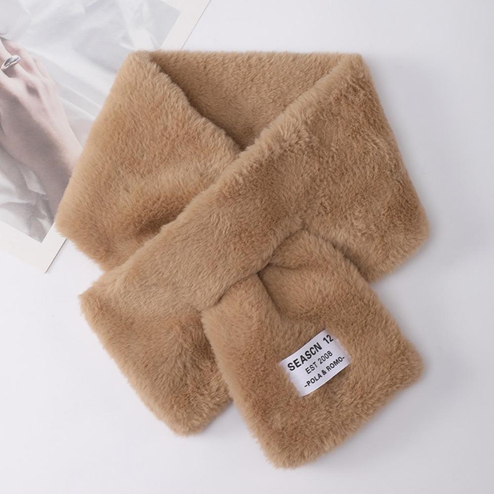 Solid Color Cross Scarf Thickened Faux Rabbit Fur Scarf Winter Warm Neckerchief Wrap Autumn Winter