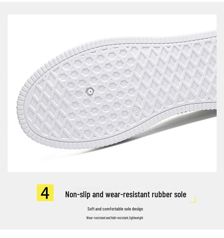 Women's Spring 2025 White Leather Panel Thick-Soled Casual Sport Shoes.