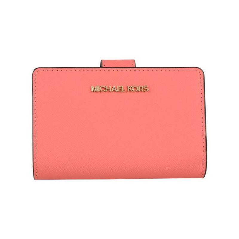 MICHAEL KORS Fashionable Simple Folding Leather Wallet Women s Dark Pink розовый