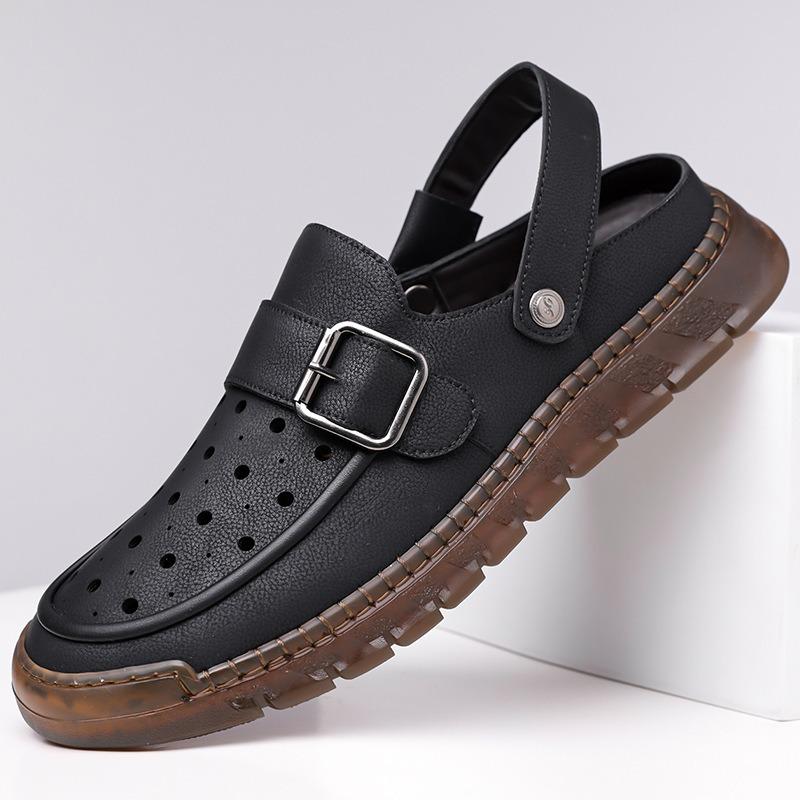 2025 Summer New Men's Hollow Out Sandals Fashion Casual Sport Sandal High Quality Handmade Leather Sandals Beach Sandals for Men