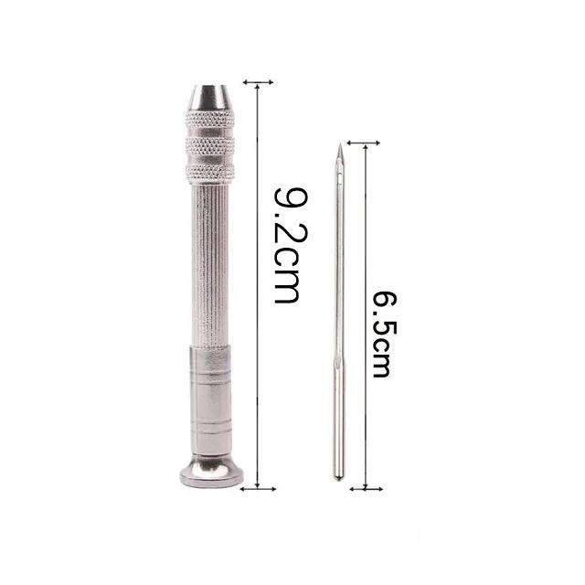 Premium Stainless Steel Shoe Repair Awl & Crochet Hook with Nylon/Waxed Thread for Leather Sewing