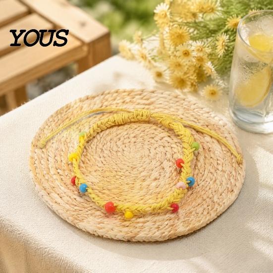 Waterproof Braided Rope Jewelry Handmade Bracelet for Women, Bohemian Woven Wrist Durable Cord Bracelets Daily Wear with Colorful Rice Beads,