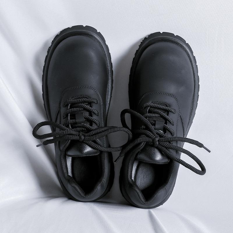 

Туфли Mickey Derby мужские, с толстой подошвой, с круглым носком, матовые, маленькие кожаные туфли Zhang Jie, с таким же ростом, с большим носком, 6801-R 38 чёрный