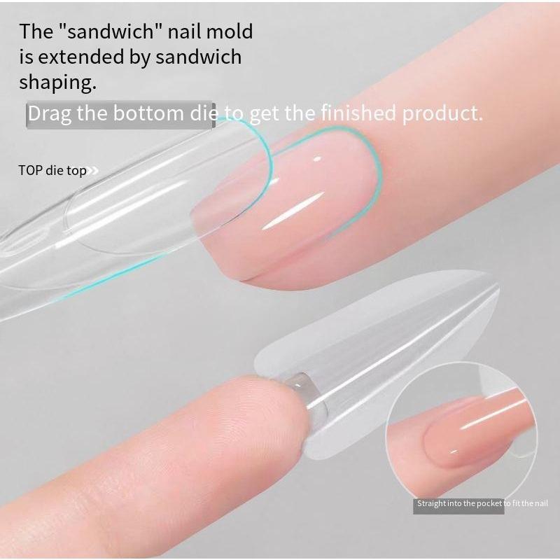 Long Ladder Oval Quick Extension Sandwich Nail Form Paper-Free Crystal Gel Builder Mold Professional Manicure Shaping