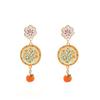Summer Fresh and Cute Painted Flower Orange Pendant Pastoral Style Floral and Fruit Element Earrings