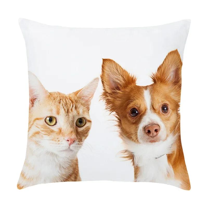 Cute Dog Cat Pet Series Printed Pattern Cushion Cover Home Living Room Sofa Decoration Square Pillow