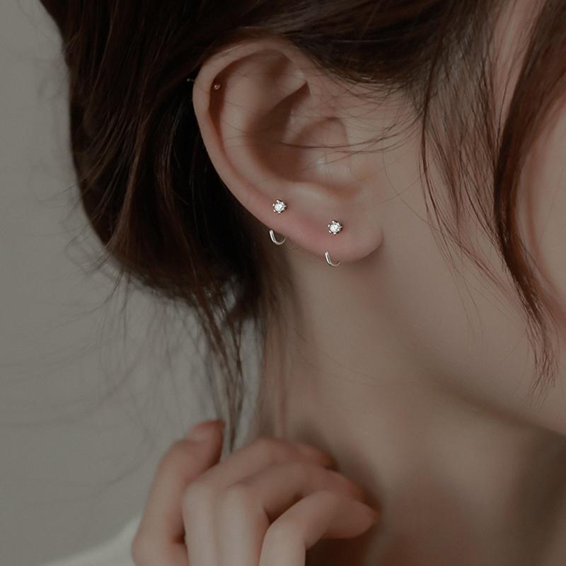 Vintage Goth Silver Color Pin Earrings for Women Egirl Trendy Party Hollow Heart Earrings Fashion Jewelry Accessories for Gift