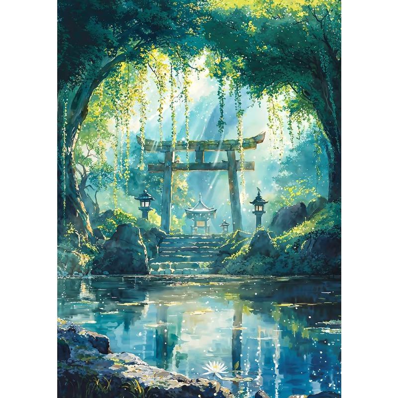 Estetică Japoneză Arhitectură de Sanctuar Peisaj Forestier Postere de Artă Imprimare pe Pânză Imprimare Artizanală Living Dormitor Decor Acasă