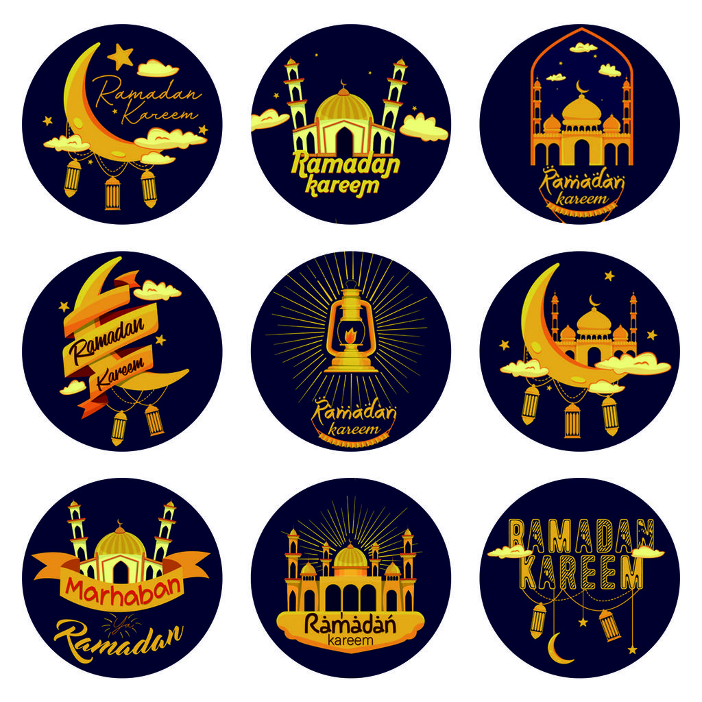 60-120pcs Eid Ramadan Kareem Decor Ramadan Mubarak Stickers Muslim Islamic Kareem Happy Aid Gifts Ramadan and Eid Decor for Home